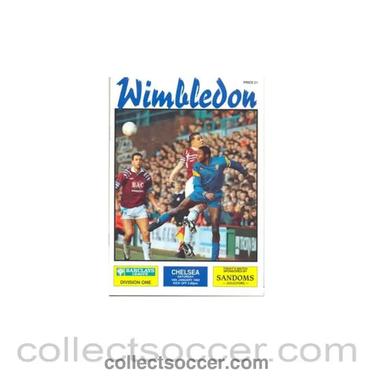 1992 - Wimbledon vChelsea official programme 18/01/1992 - Collect Soccer