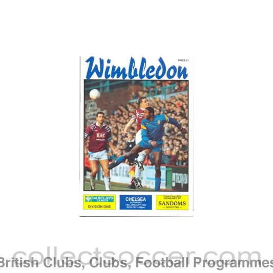 1992 - Wimbledon vChelsea official programme 18/01/1992
