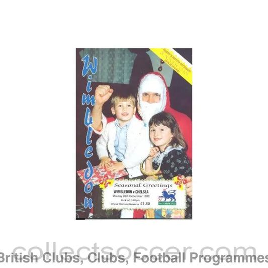 1992 - Wimbledon vChelsea official programme 28/12/1992