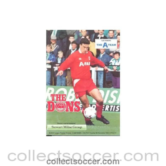1993 - Aberdeen v Celtic official programme 09/11/1993 Scottish League - Collect Soccer