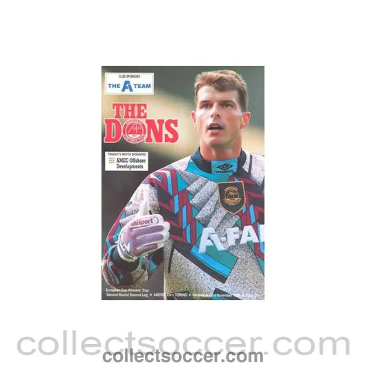 1993 - Aberdeen v Torino official programme 03/11/1993 Cup Winners Cup - Collect Soccer