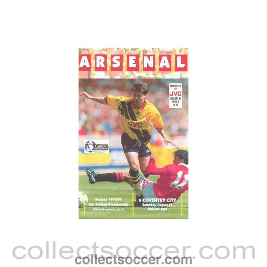 1993 - Arsenal v Coventry City official programme 14/08/1993 Carling Premiership