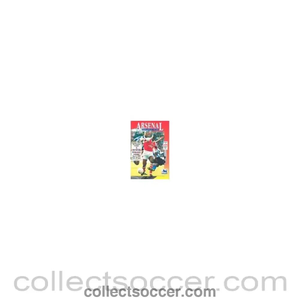 1993 - Arsenal v Crystal Palace official programme 08/05/1993 Premier League - Collect Soccer