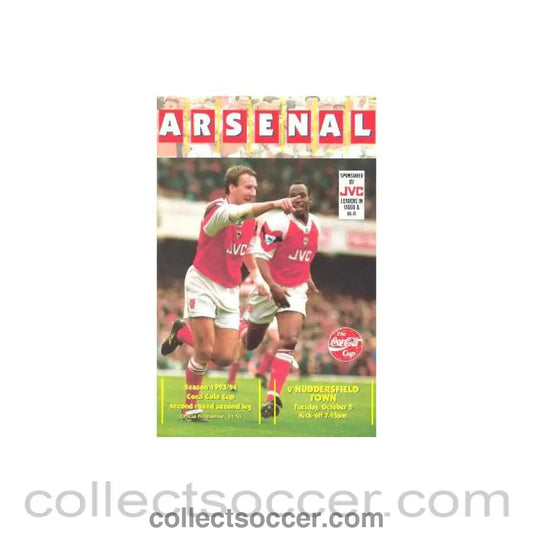 1993 - Arsenal v Huddersfield Town official programme 05/10/1993 Coca Cola Cup
