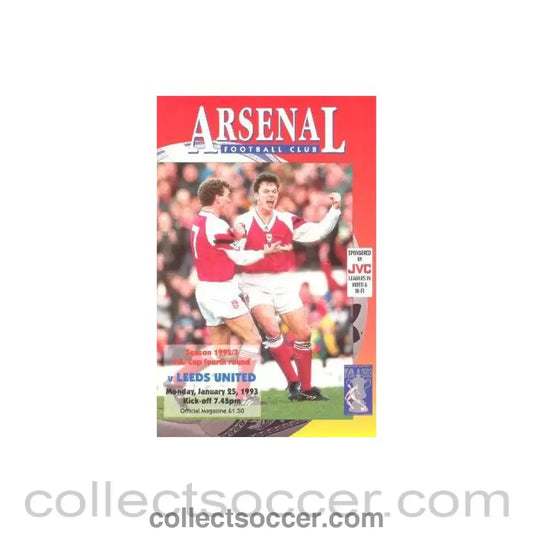 1993 - Arsenal v Leeds United official programme 25/01/1993 F.A. Cup