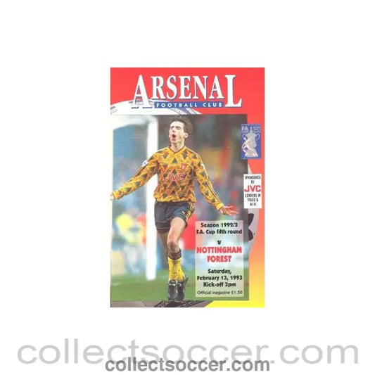 1993 - Arsenal v Nottingham Forest official programme 13/02/1993 F.A. Cup
