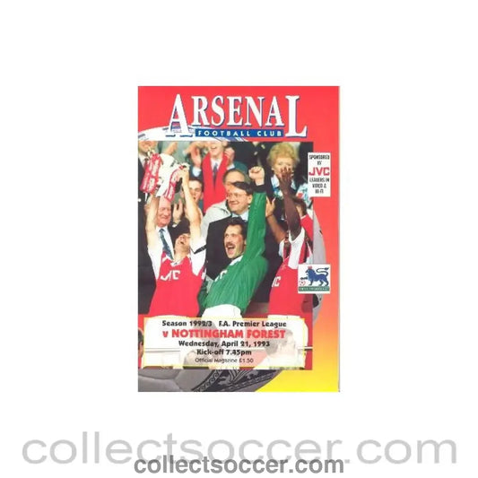 1993 - Arsenal v Nottingham Forest official programme 21/04/1993 Premier League