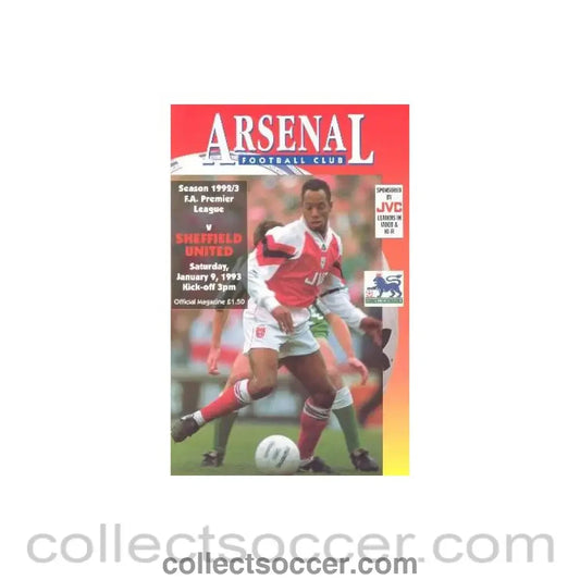 1993 - Arsenal v Sheffield United official programme 09/01/1993 Premier League