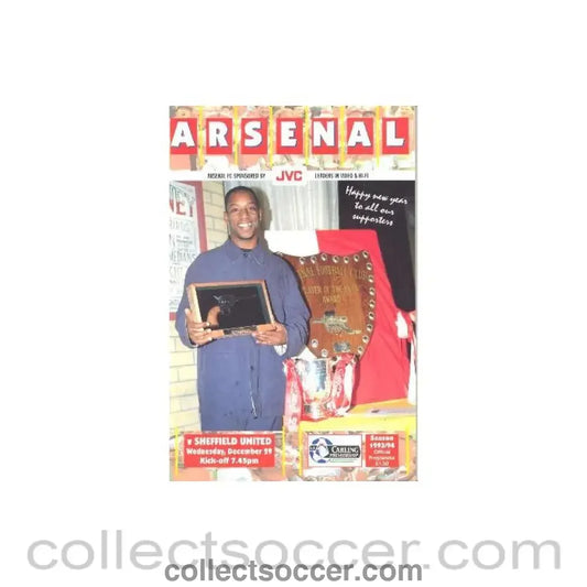 1993 - Arsenal v Sheffield United official programme 29/12/1993 Carling Premiership