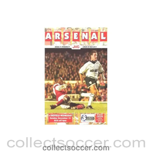 1993 - Arsenal v Sheffield Wednesday official programme 12/12/1993 Carling Premiership
