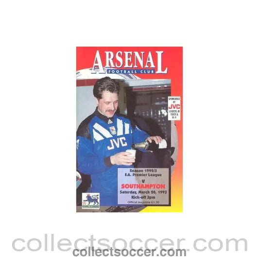 1993 - Arsenal v Southampton official programme 20/03/1993 Premier League