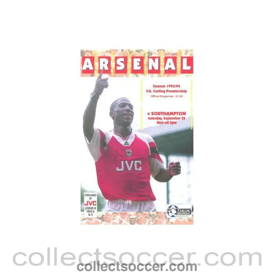 1993 - Arsenal v Southampton official programme 25/09/1993 Carling Premiership