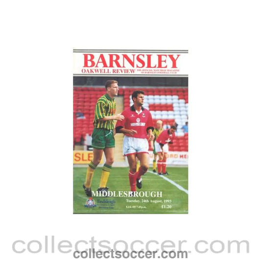 1993 - Barnsley v Middlesbrough official programme 24/08/1993 Football League