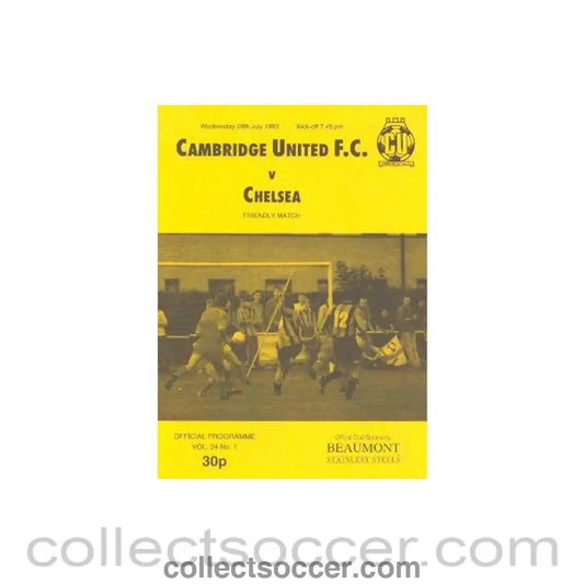 1993 - Cambridge United vChelsea official programme 28/07/1993 pre-season friendly