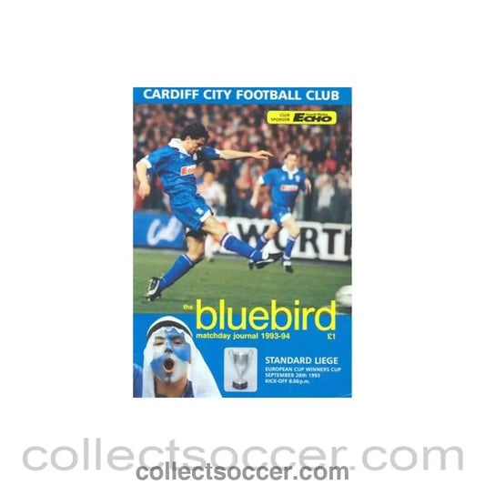 1993 - Cardiff City v Standard Liege official programme 28/09/1993 Cup Winners Cup - Collect Soccer