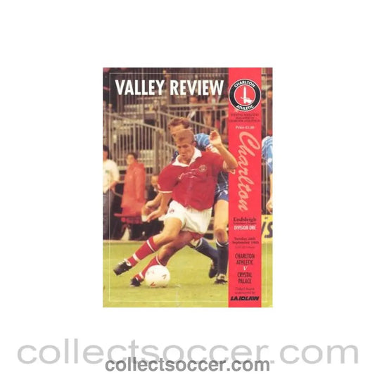 1993 - Charlton Athletic v Crystal Palace official programme 26/09/1993 - Collect Soccer