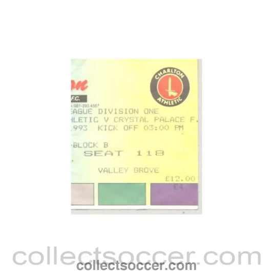 1993 - Charlton Athletic v Crystal Palace ticket of 1993