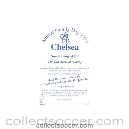 1993 - Chelsea Annual Family Day 1993 official programme in mint condition 08/08/1993