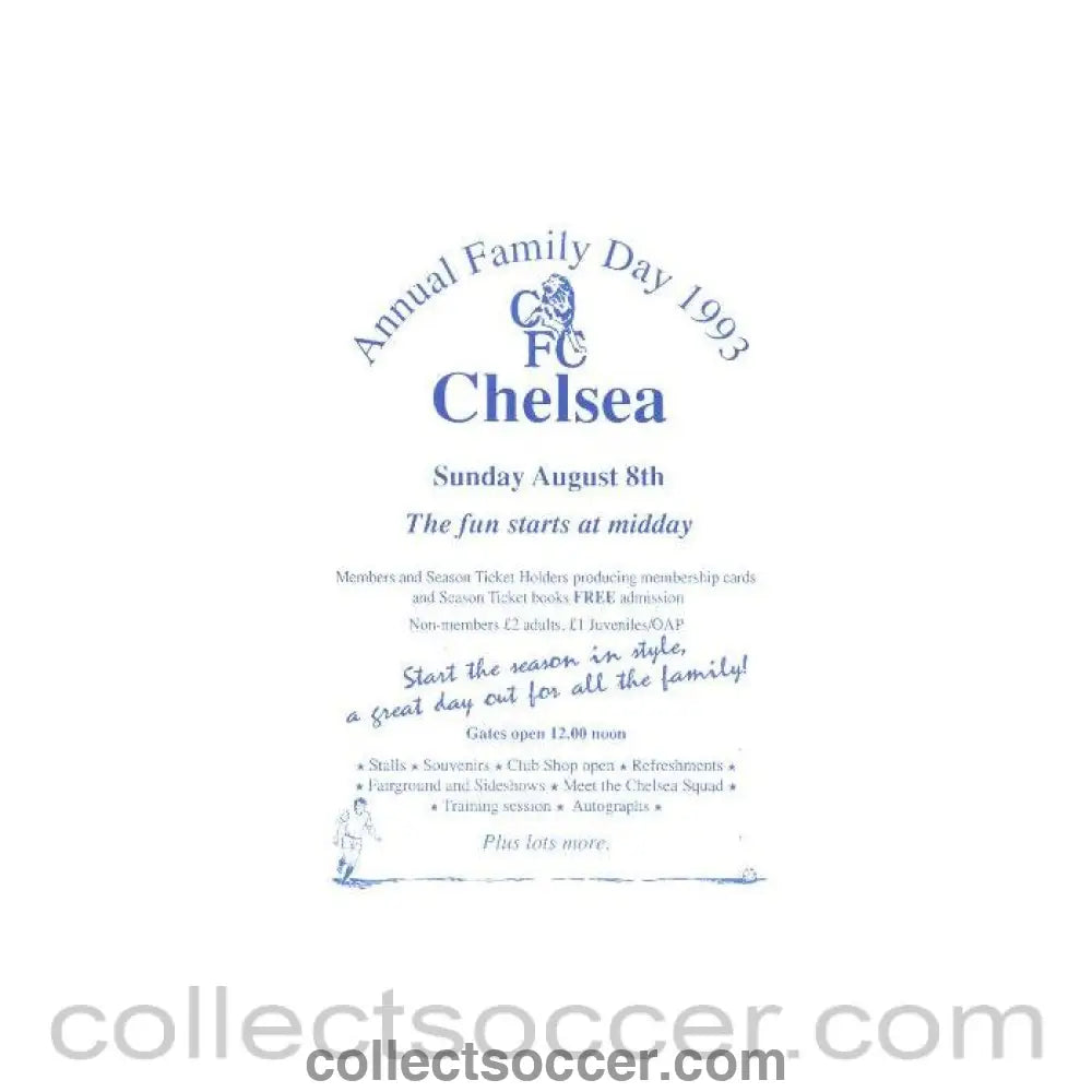 1993 - Chelsea Annual Family Day 1993 official programme in mint condition 08/08/1993