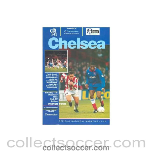 1993 - Chelsea v Ipswich Town official programme 11/12/1993