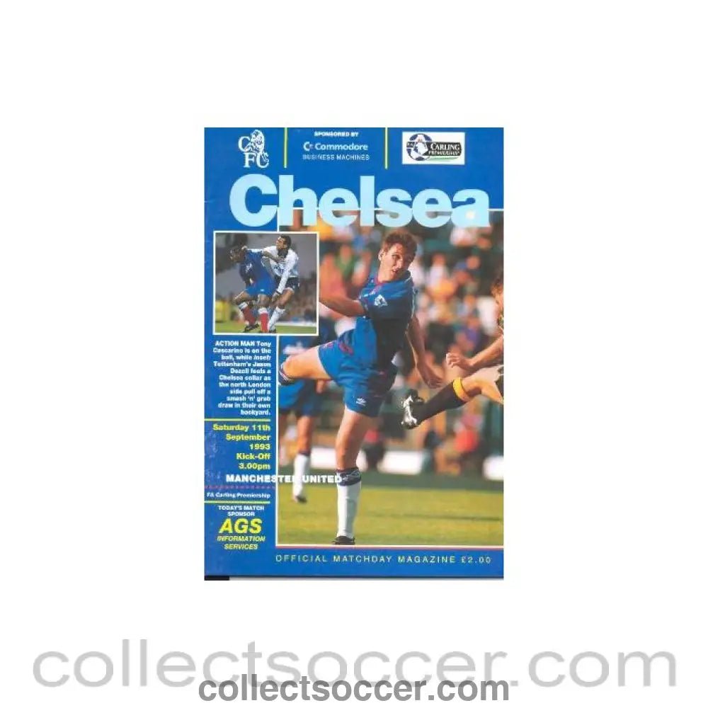 1993 - Chelsea v Manchester United official programme 11/09/1993 - Collect Soccer