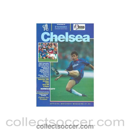 1993 - Chelsea v Norwich City official programme 16/10/1993 - Collect Soccer