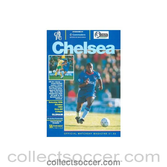 1993 - Chelsea v Oldham Athletic official programme 30/10/1993