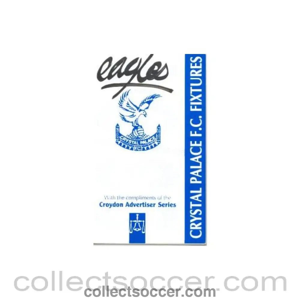 1993 - Crystal Palace fixtures 1993-1994 - Collect Soccer