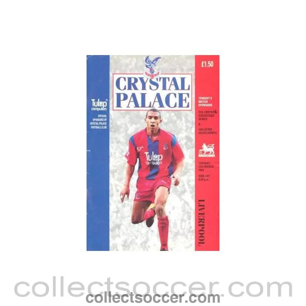 1993 - Crystal Palace v Liverpool official programme 23/03/1993 - Collect Soccer