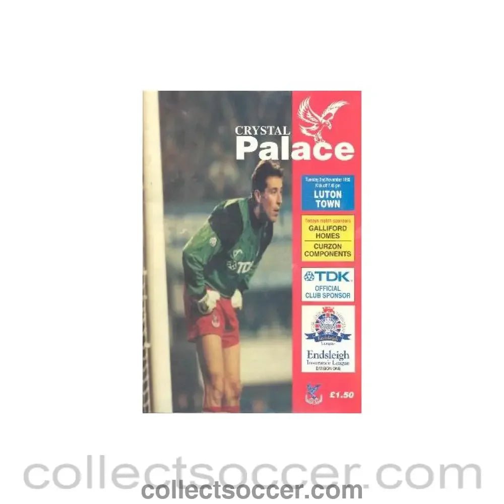 1993 - Crystal Palace v Luton Town official programme 02/11/1993 - Collect Soccer