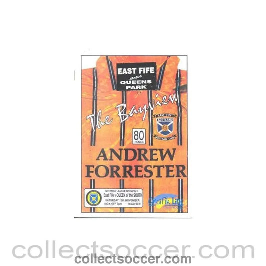 1993 - East Fife v Queen of the South official programme 13/11/1993 Scottish League - Collect Soccer