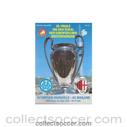 1993 European Cup Final Olympique Marseille v Milan Official Programme