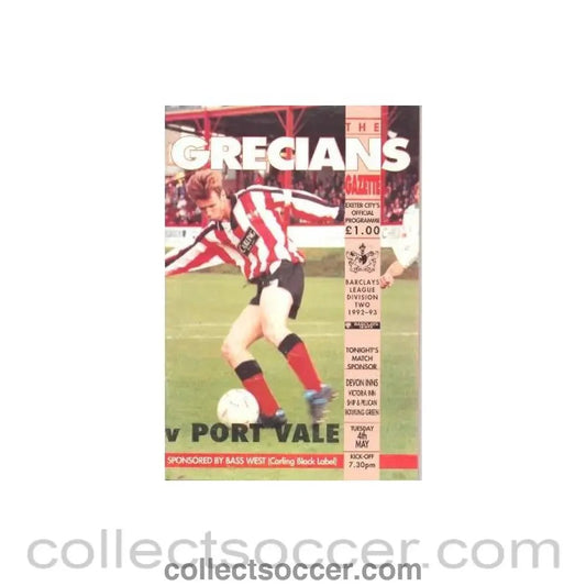 1993 - Exeter City v Port Vale official programme 04/05/1993 Football League - Collect Soccer
