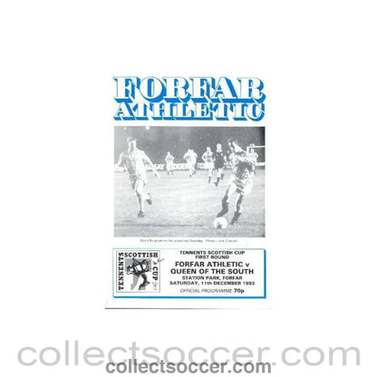 1993 - Forfar Athletic v Queen of the South official programme 11/12/1993 Tennents Scottish Cup - Collect Soccer