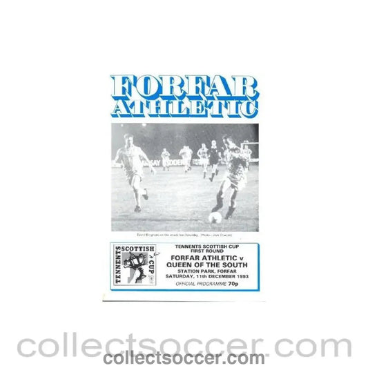 1993 - Forfar Athletic v Queen of the South official programme 11/12/1993 Tennents Scottish Cup - Collect Soccer