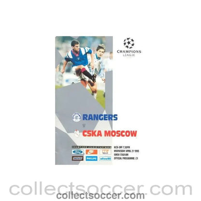 1993 - Glasgow Rangers v CSKA Moscow official programme 21/04/1993 - Collect Soccer
