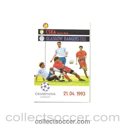 1993 - Glasgow Rangers v CSKA Moscow unofficial programme 21/04/1993 pirate - Collect Soccer