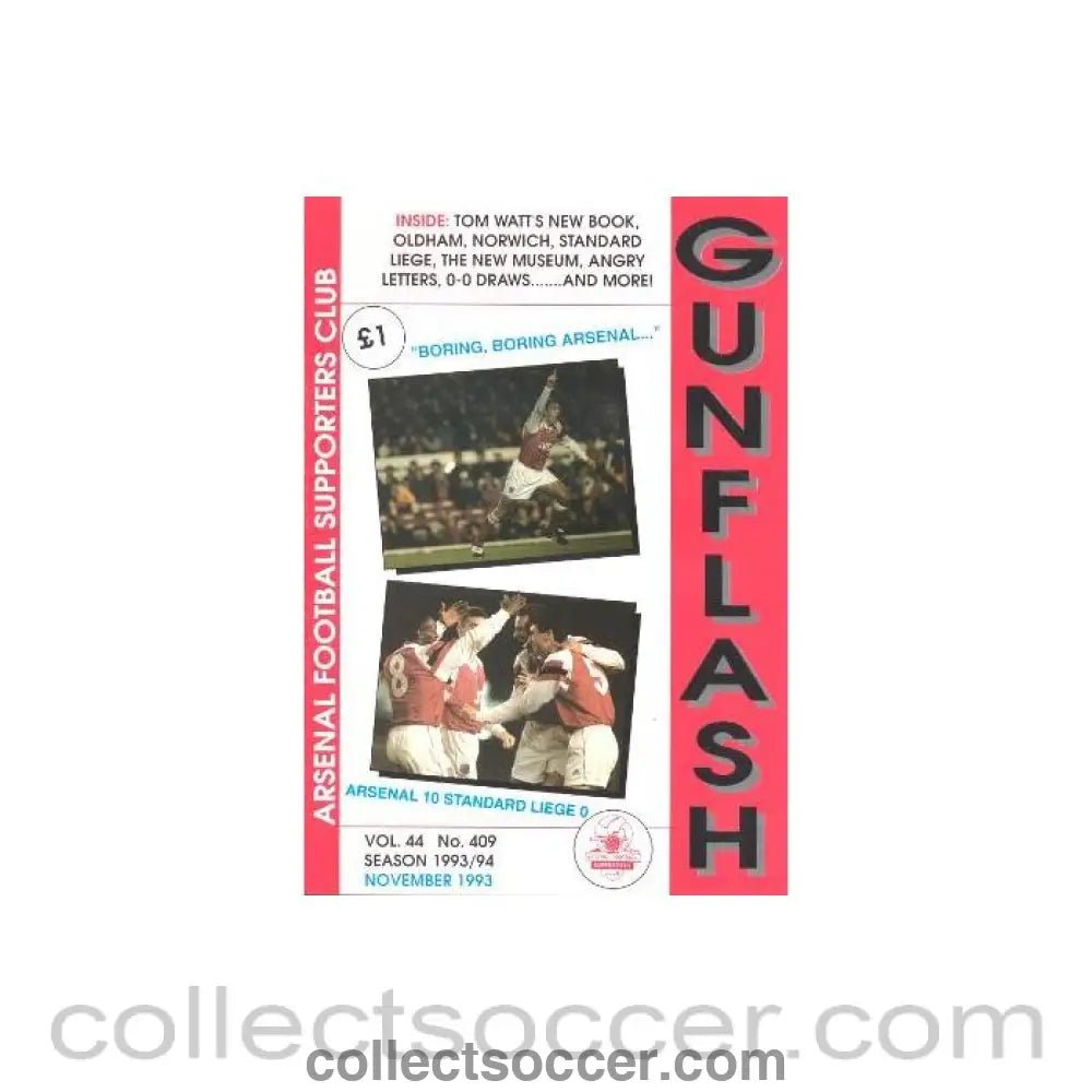 1993 - Gunflash - Arsenal fanzine No: 409 of November 1993 - Collect Soccer