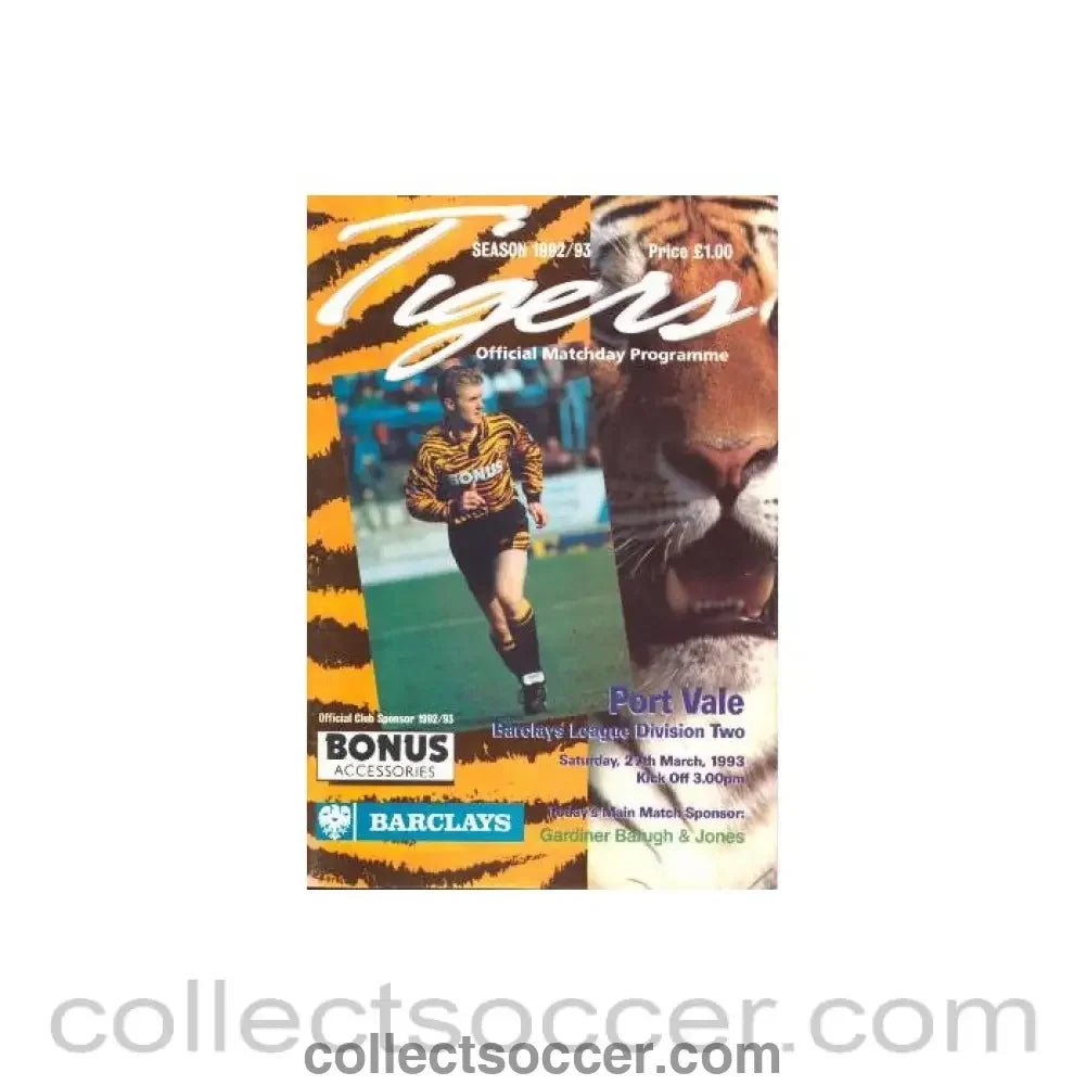 1993 - Hull City v Port Vale official programme 27/03/1993 - Collect Soccer