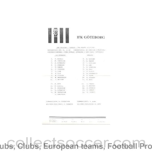 1993 - IFK Goteborg vChelsea official programme 27/03/1993