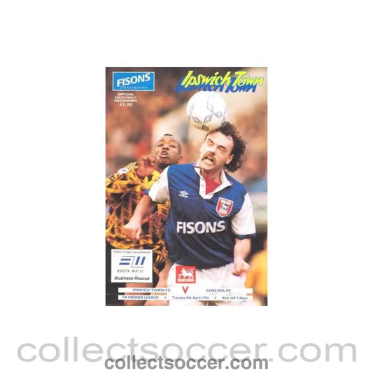 1993 - Ipswich Town vChelsea official programme 06/04/1993 Premier League - Collect Soccer