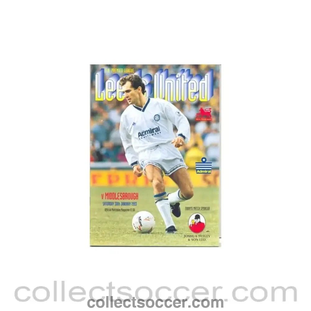 1993 - Leeds United v Middlesbrough official programme 30/01/1993 - Collect Soccer