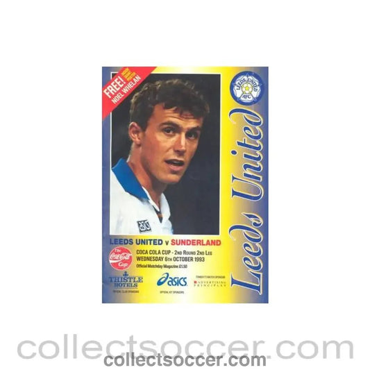 1993 - Leeds United v Sunderland official programme 06/10/1993 Coca Cola Cup - Collect Soccer