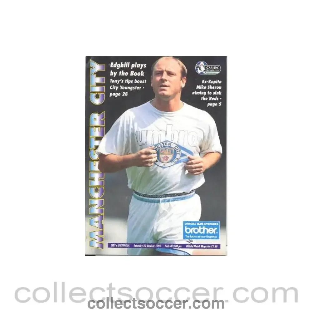 1993 - Manchester City v Liverpool official programme 23/10/1993 Carling Premiership - Collect Soccer