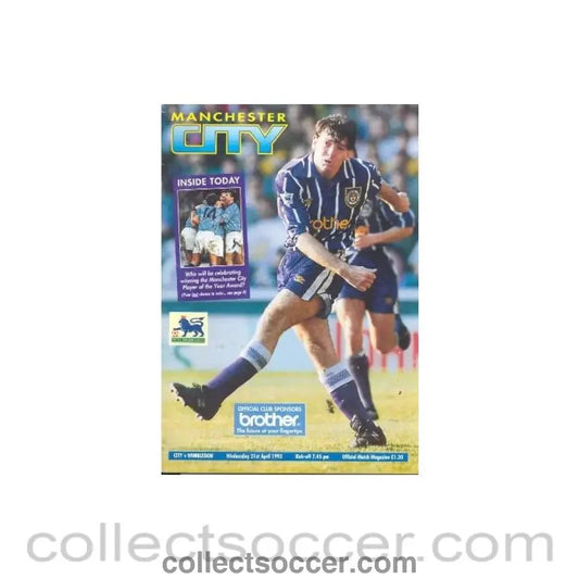 1993 - Manchester City v Wimbledon official programme 21/04/1993 Premier League - Collect Soccer