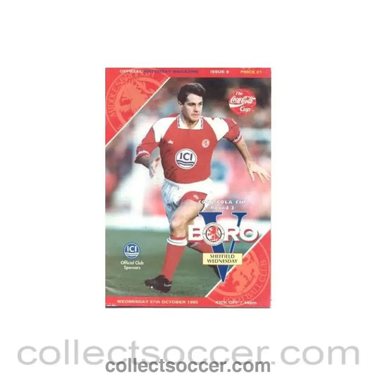 1993 - Middlesbrough v Sheffield Wednesday official programme 27/10/1993 Coca Cola Cup - Collect Soccer