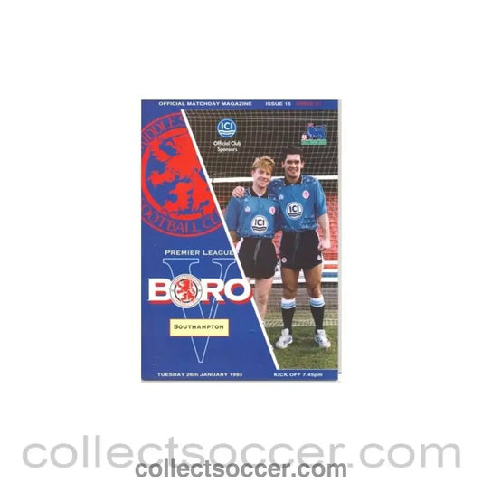 1993 - Middlesbrough v Southampton official programme 26/01/1993 - Collect Soccer