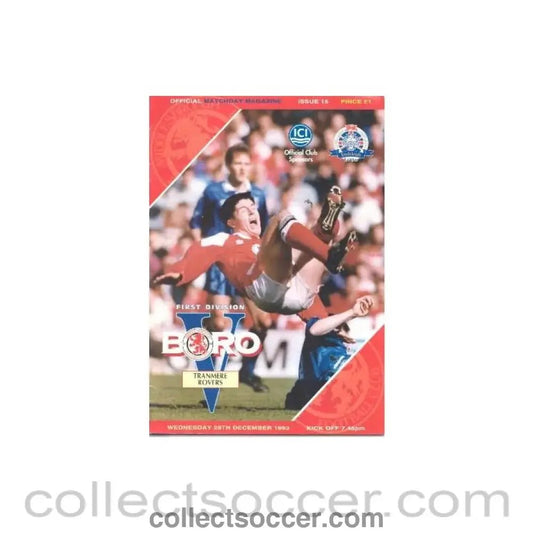 1993 - Middlesbrough v Tranmere Rovers official programme 29/12/1993 Football League - Collect Soccer