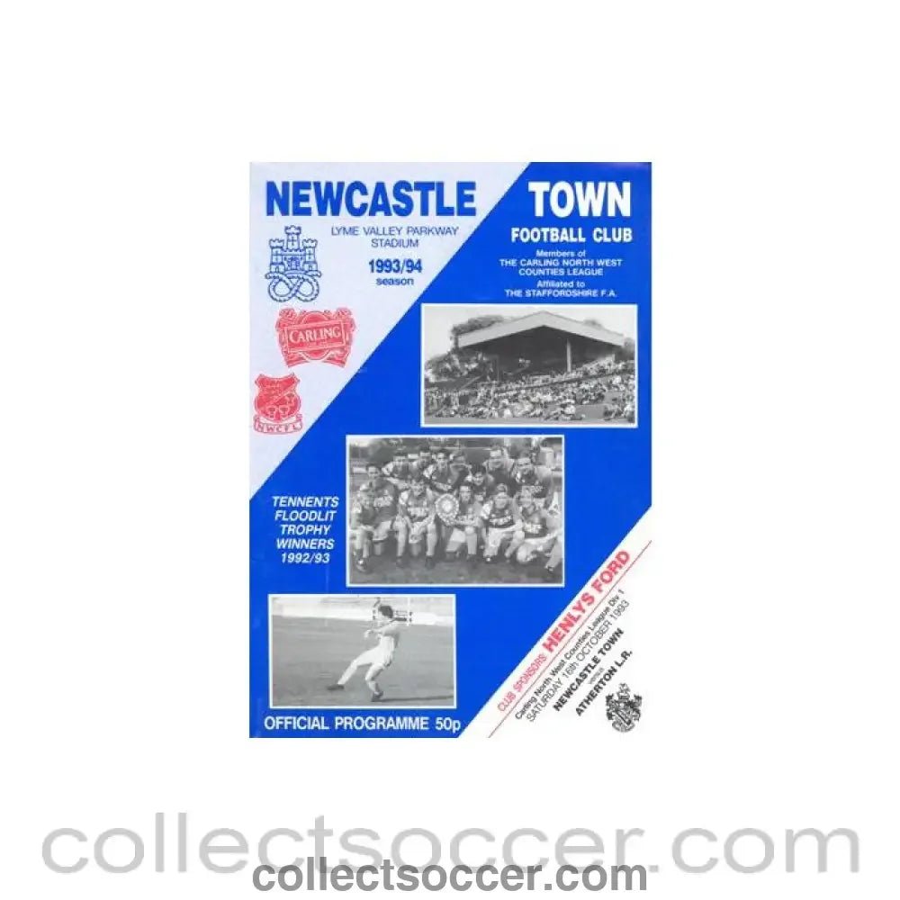 1993 - Newcastle United v Atherton official programme 16/10/1993 Carling North West Counties League - Collect Soccer