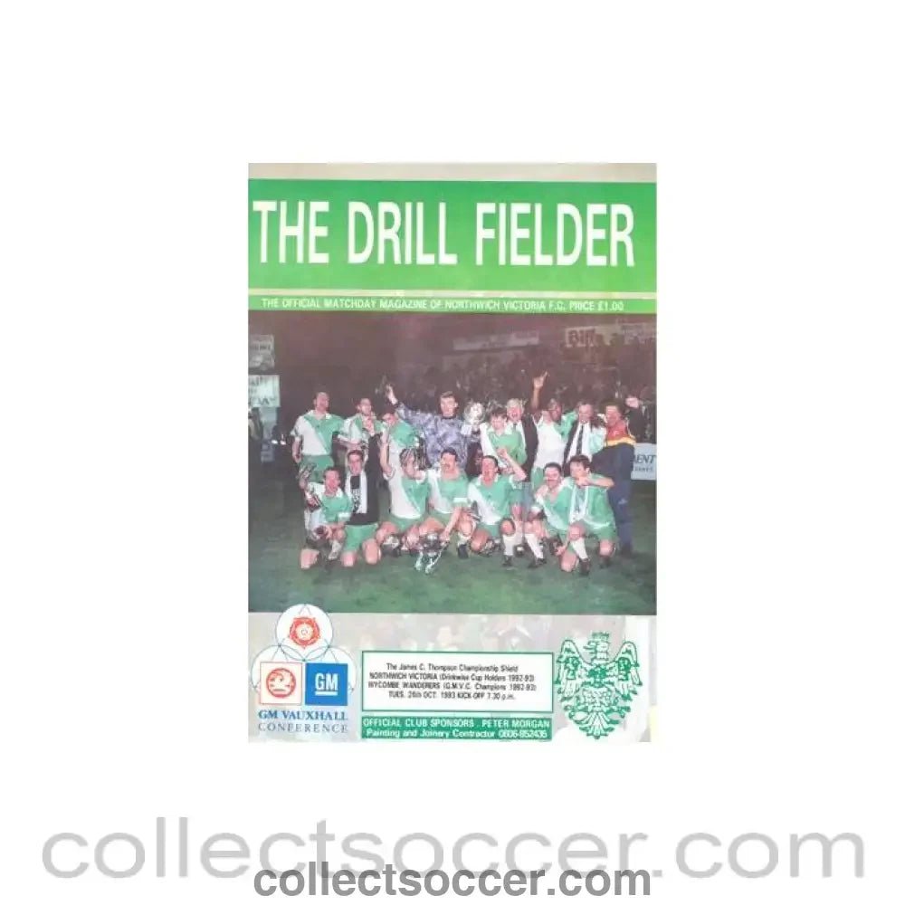 1993 - Northwich Victoria v Wycombe Wanderers official programme 26/10/1993 GM Vauxhall Conference - Collect Soccer